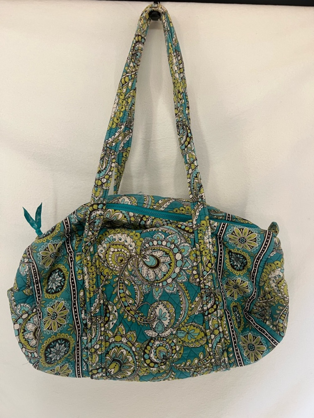 Vera Bradley Floral Peacock Pattern Green/Teal Weekender Travel Duffle Bag 17”